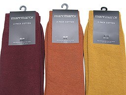 Men's socks in burgundy, terra, and ochre