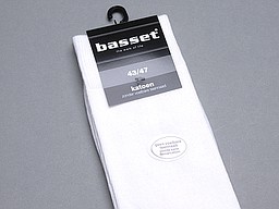Plain white men's sock from the basset label Plain white men's sock from the basset label