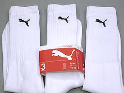 White puma sport socks with black logo