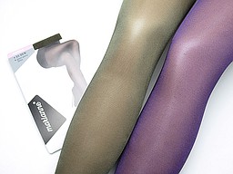 35 denier pantyhose in olive green and purple