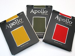60 denier pantyhoses in ochre, army, and dark red 60 denier pantyhoses in ochre, army, and dark red
