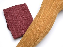 Modal ladies tights with cable in bordeaux and ochre Modal ladies tights with cable in bordeaux and ochre