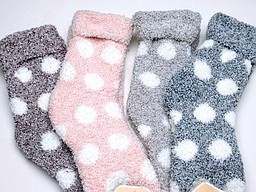 Soft bed socks with white dots all over the sock