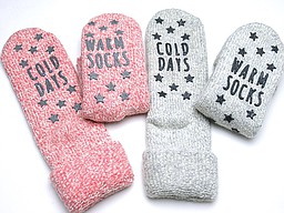 Woolen home socks for ladies with anti slip text