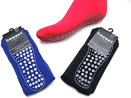 Homesock with anti-slip in cobalt, red, and navy Homesock with anti-slip in cobalt, red, and navy
