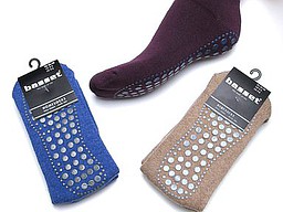 Sock for ladies with anti-slip in jeans, auberge, and beige Sock for ladies with anti-slip in jeans, auberge, and beige