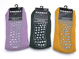 Women's home socks in lavender, green, and ochre Women's home socks in lavender, green, and ochre