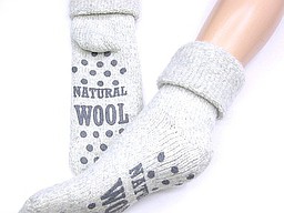 Woolen women's homesocks with anti slip in grey
