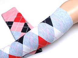 Argyle women's kneehigh in light pink and light jeans Argyle women's kneehigh in light pink and light jeans