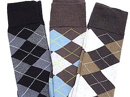 Argyle knee highs with wide top and flat seam Argyle knee highs with wide top and flat seam