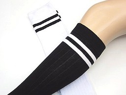 Black or white knee highs with two stripes