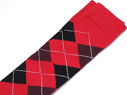 Argyled red knee highs for women