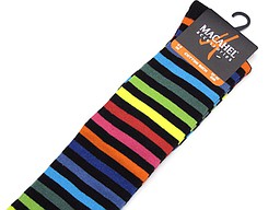 Black knee high with thin rainbow stripes