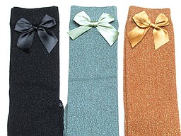 Womens knee highs with lurex and bow Womens knee highs with lurex and bow