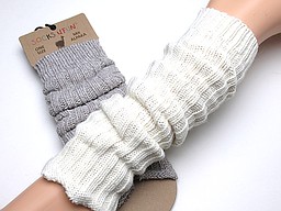 Legwarmers with wool in beige and ivory