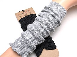 Woolen legwarmers in antracite and grey with a rib Woolen legwarmers in antracite and grey with a rib