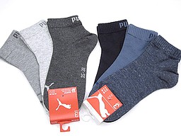 Ladies puma quarter socks in grey and blue tones