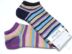 Sneaker socks with colored lurex stripes