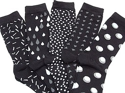 Black ladies socks with various abstract patterns