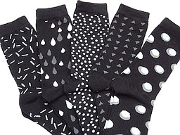 Black ladies socks with various patterns