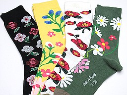 Women's socks with various flower prints
