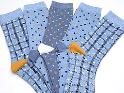 Socks for ladies with dots and checks in jeans colors