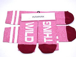 Ladies fun socks with 'wild thing' text