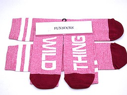 Ladies fun socks with 'wild thing' text Ladies fun socks with 'wild thing' text