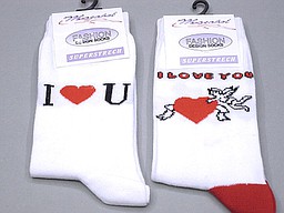 Ladies sock 'i love you' with hearts