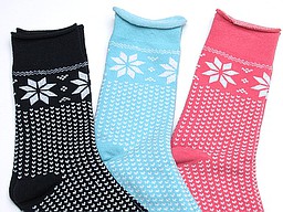 Seamless socks for women with lurex snowflakes