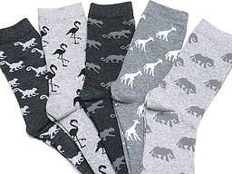 Grey apollo ladies socks with various animal prints Grey apollo ladies socks with various animal prints