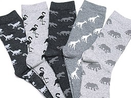 Grey ladies socks with animal prints