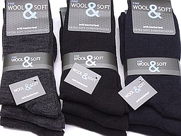 Woolen women's socks in grey, black, and navy